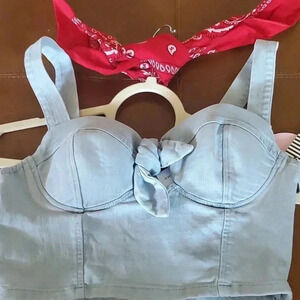 Haute Monde Light Blue Crop Top